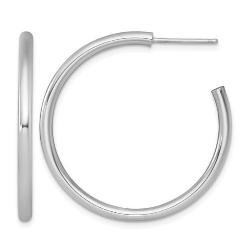 Rhodium-Plated 14K White Gold Polished 2.5 x 35 mm Tube C-Hoop Post Earrings