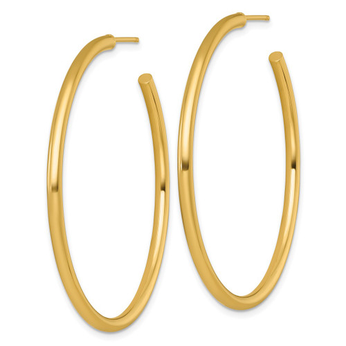14K Yellow Gold Polished 2.5 x 50 mm Tube C-Hoop Post Earrings - View 2