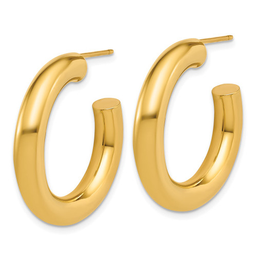 14K Yellow Gold Polished 5.0 x 30 mm Tube C-Hoop Post Earrings - View 2