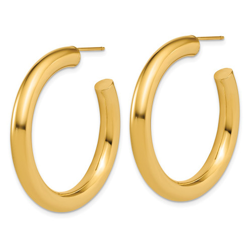 14K Yellow Gold Polished 5.0 x 40 mm Tube C-Hoop Post Earrings - View 2