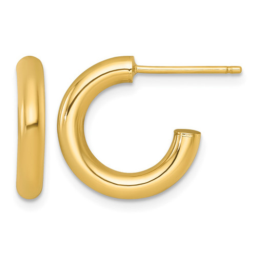 14K Yellow Gold Polished 3.0 x 16 mm Tube C-Hoop Post Earrings