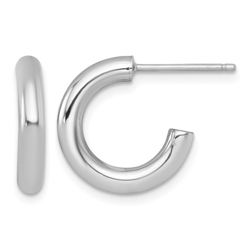 Rhodium-Plated 14K White Gold Polished 3.0 x 16 mm Tube C-Hoop Post Earrings