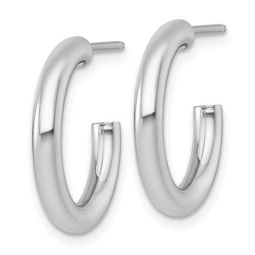 Rhodium-Plated 14K White Gold Polished 3.0 x 20 mm Tube C-Hoop Post Earrings - View 2