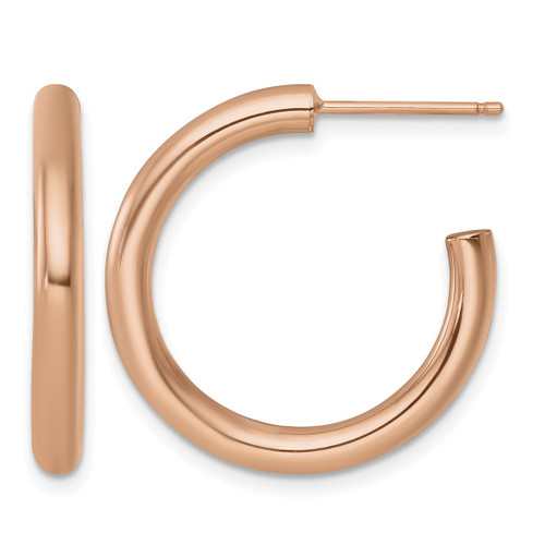 14K Yellow Gold Polished 3.0 x 25 mm Tube C-Hoop Post Earrings - TF2530R