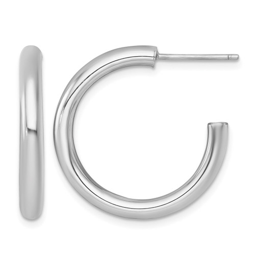 Rhodium-Plated 14K Yellow Gold Polished 3.0 x 25 mm Tube C-Hoop Post Earrings