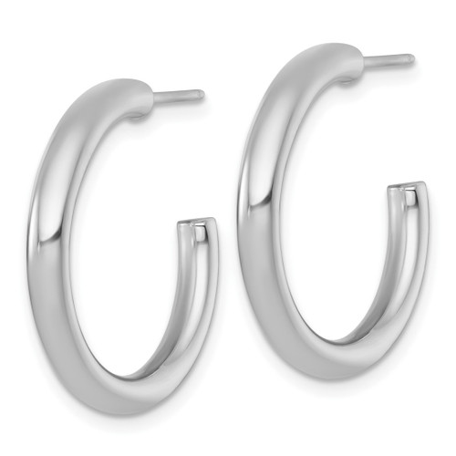 Rhodium-Plated 14K Yellow Gold Polished 3.0 x 25 mm Tube C-Hoop Post Earrings - View 2