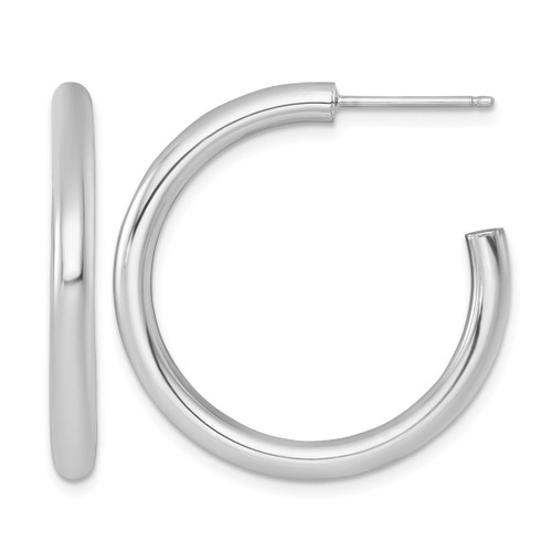 Rhodium-Plated 14K Yellow Gold Polished 3.0 x 30 mm Tube C-Hoop Post Earrings