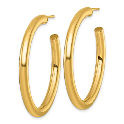 14K Yellow Gold Polished 4.0 x 45 mm Tube C-Hoop Post Earrings - View 2