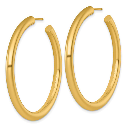 14K Yellow Gold Polished 4.0 x 50 mm Tube C-Hoop Post Earrings - View 2