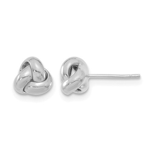 Rhodium-Plated 14K White Gold Hollow 7 mm Polished Love Knot Stud Earrings