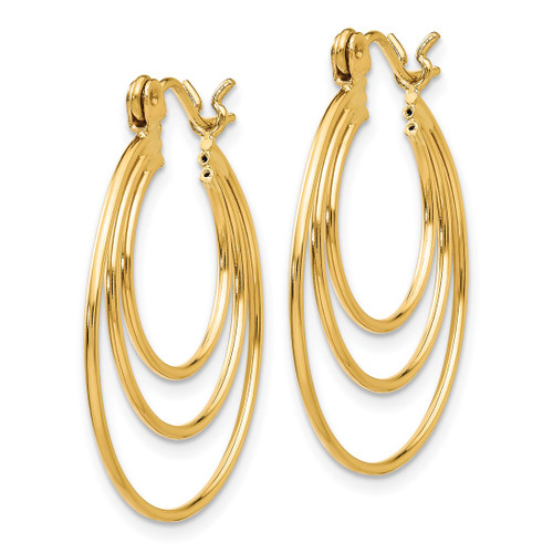 14K Yellow Gold Polished Circles Hoop Earrings, 25 mm - View 2