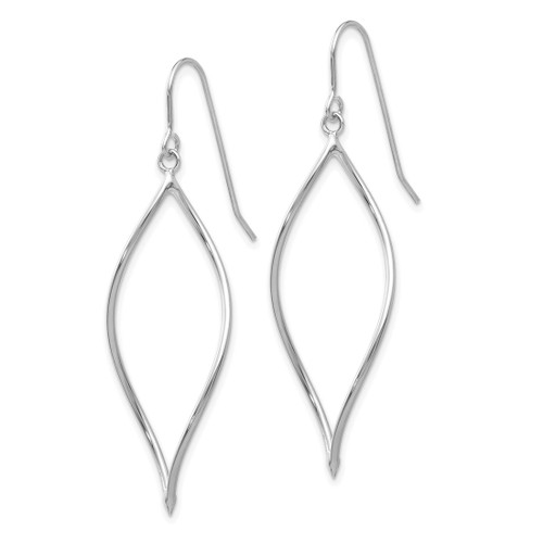 Rhodium-Plated 14K White Gold Polished Twisted Oblong Dangle French Hook Drop French Wire Earrings, 47 mm - View 2
