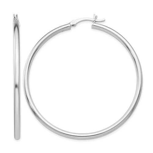 Sterling Silver Rhodium-Plated Polished Hinged Hoop Earrings, 52 mm