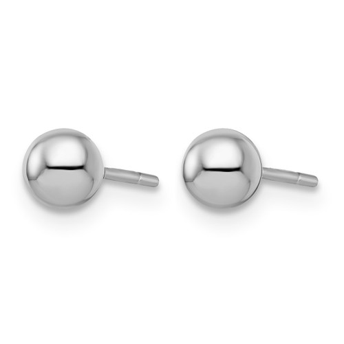 Sterling Silver Rhodium-Plated 5 mm Polished Ball Stud Earrings - View 2
