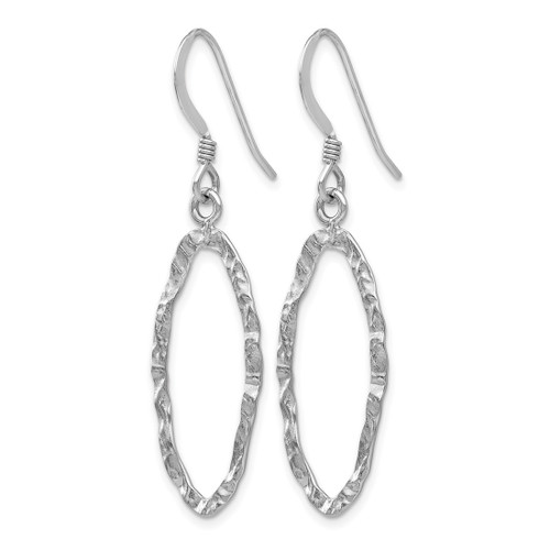 Sterling Silver Rhodium-Plated Diamond-Cut Shepherd Hook Dangle French Wire Earrings, 43 mm - View 2