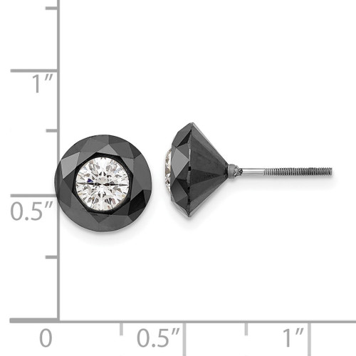 Rhodium-Plated White Night Black & White 6.5ct Diamond Stud Earrings, 9.65 mm - View 2