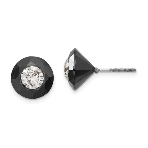 Rhodium-Plated White Night Black & White Diamond Stud Earrings, 10.5 mm
