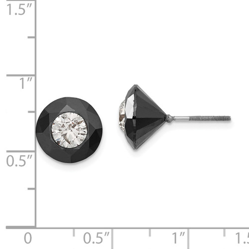 Rhodium-Plated White Night Black & White Diamond Stud Earrings, 10.5 mm - View 2