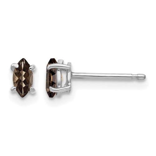 Rhodium-Plated 14K White Gold 5 x 2.5 mm Marquise Smoky Quartz Stud Earrings