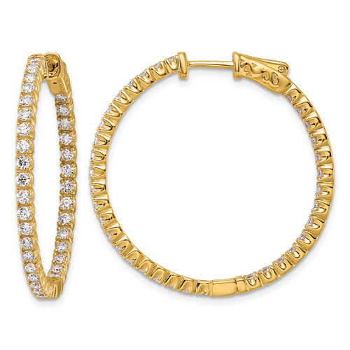 True Origin 14K Yellow Gold 2.1ct Lab-Grown Diamond Complet In and Out Hoop Earrings, 28 mm