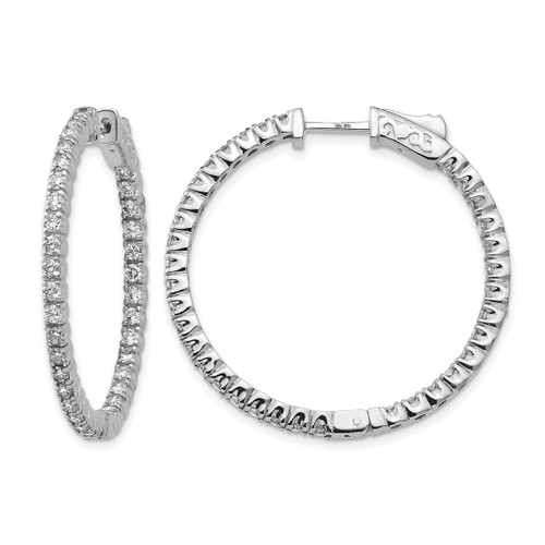 Rhodium-Plated True Origin 14K White Gold 2.1ct Lab-Grown Diamond Complet In and Out Hoop Earrings, 28 mm