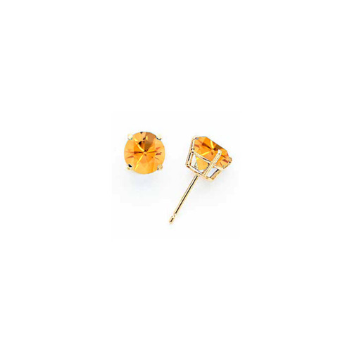 14K Yellow Gold 7 mm Citrine Stud Earrings