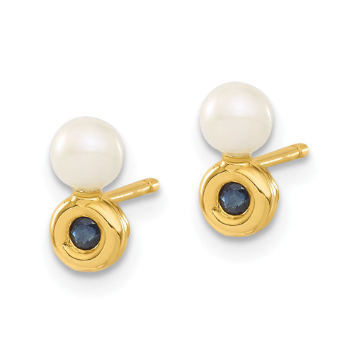 14K Yellow Gold Cultured Freshwater Pearl & Cubic Zirconia Stud Earrings, 8.25 mm - View 2