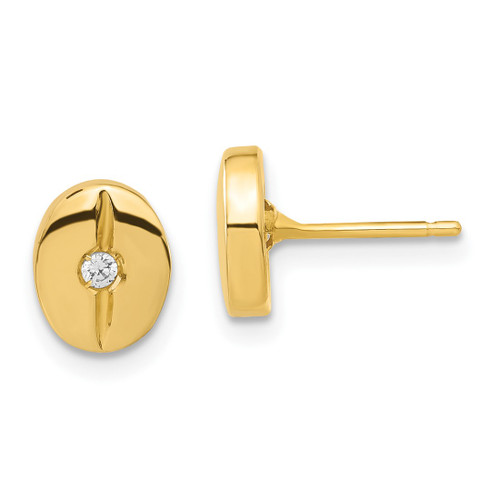 14K Yellow Gold Polished Cubic Zirconia Fancy Stud Earrings, 8.2 mm