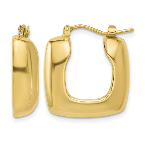 14K Yellow Gold Polished Square Hoop Earrings, 22.4 mm