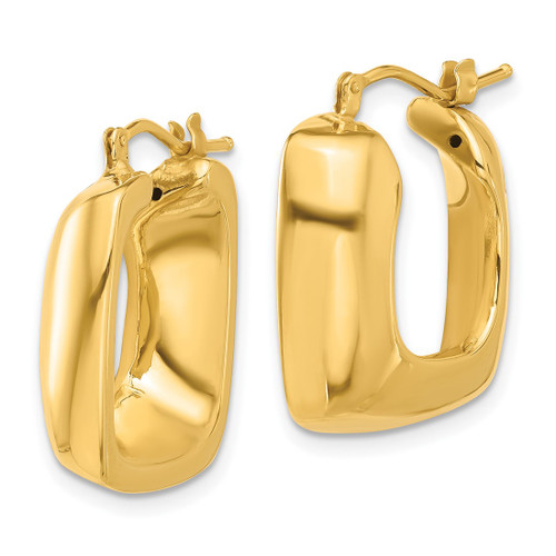 14K Yellow Gold Polished Square Hoop Earrings, 22.4 mm - View 2