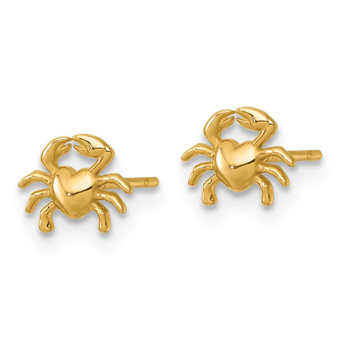 14K Yellow Gold Polished Mini Crab Stud Earrings, 6.15 mm - View 2