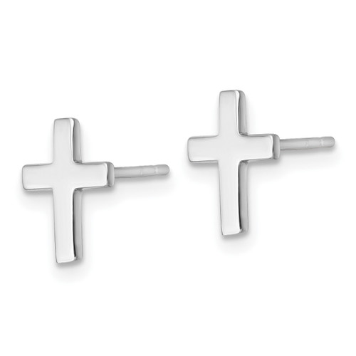 Rhodium-Plated 14K White Gold Polished Latin Cross Stud Earrings, 10.5 mm - View 2