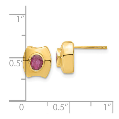 14K Yellow Gold Ruby Stud Earrings, 9.3 mm - View 2