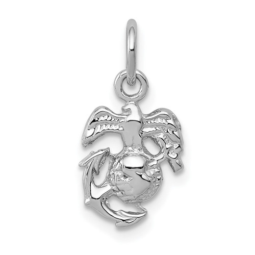 Rhodium-Plated 10K White Gold U.S. Marine Corps Insignia Charm