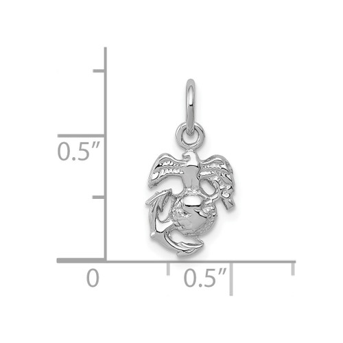 Rhodium-Plated 10K White Gold U.S. Marine Corps Insignia Charm - View 2