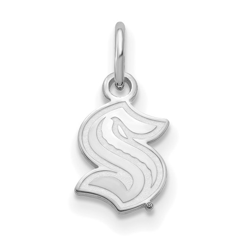 Rhodium-Plated 10K White Gold NHL LogoArt Seattle Kraken XS Pendant