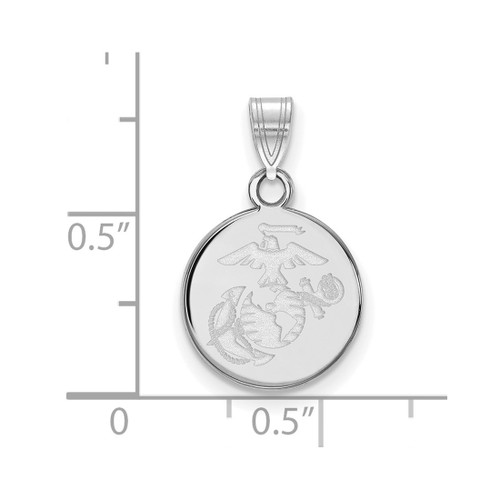 LogoArt U.S. Marine Corps Pendant - Rhodium-Plated 10K White Gold Small Disc - View 2