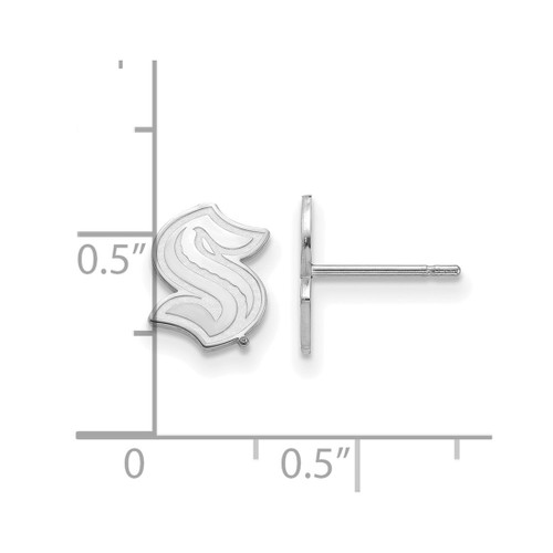 Rhodium-Plated 10K White Gold NHL LogoArt Seattle Kraken XS Post Earrings - View 2
