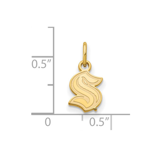 10K Yellow Gold NHL LogoArt Seattle Kraken XS Pendant - View 2