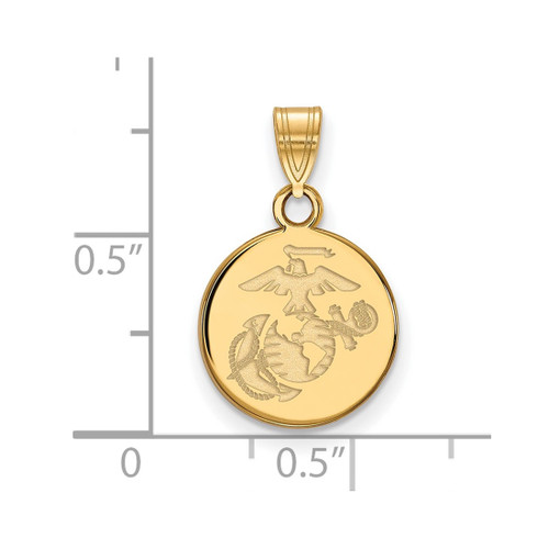 LogoArt U.S. Marine Corps Pendant - 10K Yellow Gold Small Disc - View 2