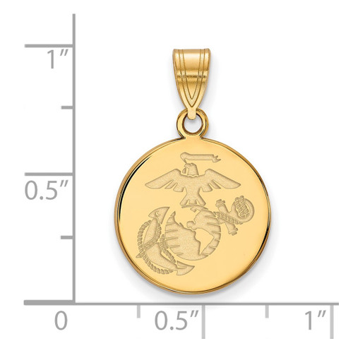 LogoArt U.S. Marine Corps Pendant - 10K Yellow Gold Medium Disc - View 2