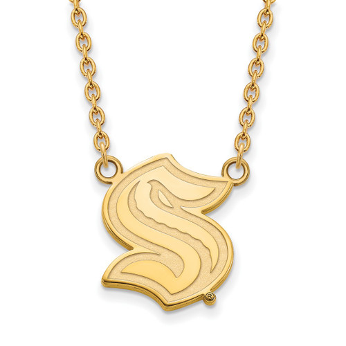 10K Yellow Gold NHL LogoArt Seattle Kraken Large Pendant Necklace