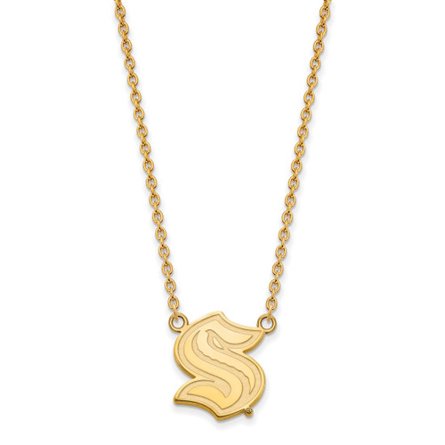 10K Yellow Gold NHL LogoArt Seattle Kraken Large Pendant Necklace - View 2