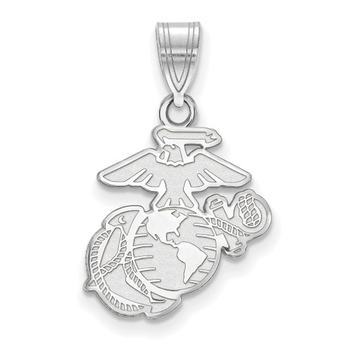 LogoArt U.S. Marine Corps Pendant - Rhodium-Plated 14K White Gold Medium