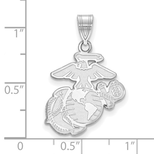LogoArt U.S. Marine Corps Pendant - Rhodium-Plated 14K White Gold Large - View 2
