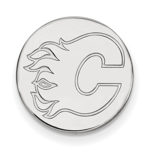 LogoArt Calgary Flames Lapel Pin - Rhodium-Plated 14K White Gold