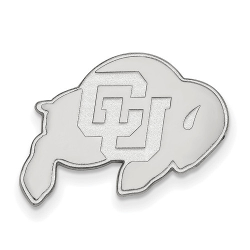 LogoArt University of Colorado Lapel Pin - Rhodium-Plated 14K White Gold Buffalo