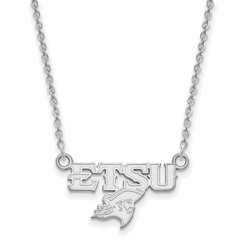Rhodium-Plated 14K White Gold LogoArt East Tennessee State U. Small Necklace - View 2