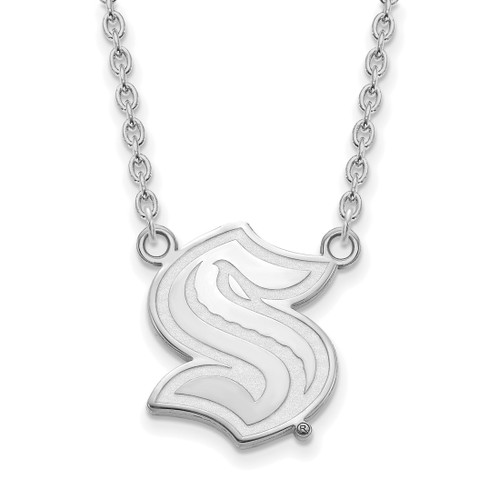 Rhodium-Plated 14K White Gold NHL LogoArt Seattle Kraken Large Pendant Necklace