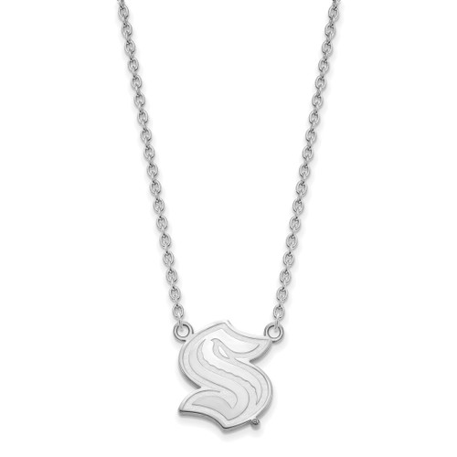 Rhodium-Plated 14K White Gold NHL LogoArt Seattle Kraken Large Pendant Necklace - View 2
